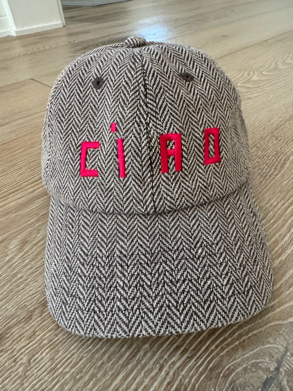 Clare V. Herringbone Baseball Cap with Red Embroidery - worn once - Picture 4 of 8